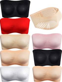 SATINIOR 8 Stücke Atmungsaktive Nahtlose Tube Top Trägerlosen Bandeau-BH Bequeme Unterwäsche BHS für Frauen von SATINIOR