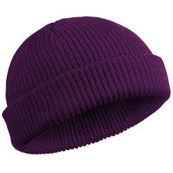 SATINIOR Trawler Beanie Watch Hat Roll-up Edge Skullcap Fisherman Beanie für Damen Herren, Violett, Einheitsgröße von SATINIOR