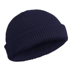 SATINIOR Trawler Beanie Watch Hut Rollup Edge Schädeldecke Fisherman Winter Beanie Hut Unisex, Marine, M von SATINIOR