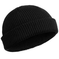 SATINIOR Trawler Beanie Watch Hut Rollup Edge Schädeldecke Fisherman Winter Beanie Hut Unisex, Schwarz, M von SATINIOR