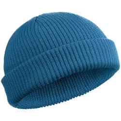 SATINIOR Trawler Beanie Watch Hut Rollup Edge Schädeldecke Fisherman Winter Beanie Hut Unisex (Stahlblau) von SATINIOR