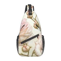 Beauty Rucksack mit rosa Rosen-Druck, leicht, faltbar, Umhängetasche, wasserabweisend, Schulterrucksack für den täglichen Gebrauch, Schwarz , Einheitsgröße von SATUSA