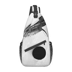 Eishockey-Kunstdruck-Sling-Rucksack, leicht, faltbar, Umhängetasche, wasserabweisend, Schulterrucksack für den täglichen Gebrauch, Schwarz , Einheitsgröße von SATUSA