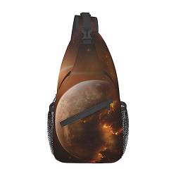 Galaxy Space Planet Print Sling Rucksack, leichte faltbare Umhängetasche | wasserabweisender Schulterrucksack für den täglichen Gebrauch, Schwarz , Einheitsgröße von SATUSA