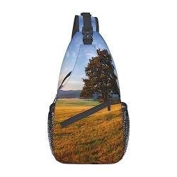 Herbst-Rucksack mit goldenem Gras-Landschaftsdruck, leicht, faltbar, Umhängetasche, wasserabweisend, Schulterrucksack für den täglichen Gebrauch, Schwarz , Einheitsgröße von SATUSA