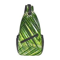 Palm Leaves Green Shades Print Sling Rucksack, leichte faltbare Umhängetasche | wasserabweisender Schulterrucksack für den täglichen Gebrauch, Schwarz , Einheitsgröße von SATUSA