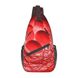 Red Eggs Print Sling Rucksack, leicht, faltbar, Umhängetasche, wasserabweisend, Schulterrucksack für den täglichen Gebrauch, Schwarz , Einheitsgröße von SATUSA