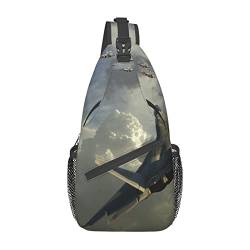 Rucksack mit Flugzeugdruck, leicht, faltbar, Crossbody-Tasche, wasserabweisend, Schulterrucksack für den täglichen Gebrauch, Schwarz , Einheitsgröße von SATUSA
