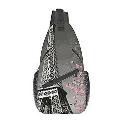 Rucksack mit Paris-Turm-Druck, leicht, faltbar, Crossbody-Tasche, wasserabweisend, Schulterrucksack für den täglichen Gebrauch, Schwarz , Einheitsgröße von SATUSA