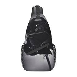 Rucksack mit Rosen-Druck, leicht, faltbar, Umhängetasche, wasserabweisend, Schulterrucksack für den täglichen Gebrauch, Schwarz , Einheitsgröße von SATUSA