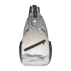 Rucksack mit Schneeflocken-Kiefern-Aufdruck, leicht, faltbar, Crossbody-Tasche, wasserabweisend, Schulterrucksack für den täglichen Gebrauch, Schwarz , Einheitsgröße von SATUSA