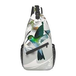 Rucksack mit grünem Vogel-Druck, leicht, faltbar, Umhängetasche, wasserabweisend, Schulterrucksack für den täglichen Gebrauch, Schwarz , Einheitsgröße von SATUSA
