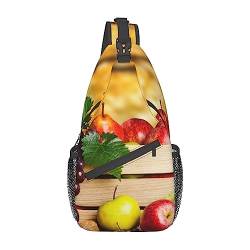 Rucksack mit roten Blättern und Früchten, leicht, faltbar, wasserabweisend, Schulterrucksack für den täglichen Gebrauch, Schwarz , Einheitsgröße von SATUSA