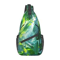 Rucksack mit tropischen Palmenblättern, leicht, faltbar, wasserabweisend, Schulterrucksack für den täglichen Gebrauch, Schwarz , Einheitsgröße von SATUSA