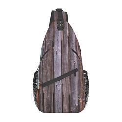 Rustikaler Schulter-Rucksack mit Holzdruck, leicht, faltbar, wasserabweisend, Schulterrucksack für den täglichen Gebrauch, Schwarz , Einheitsgröße von SATUSA