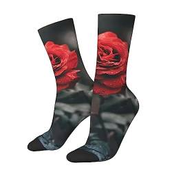 SATUSA 3D-Socken mit Rosenmotiv, Unisex, kurze Socken, 40–42 cm, weiß, One size von SATUSA