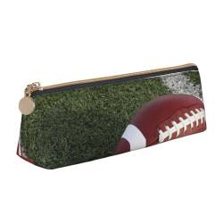 SATUSA Federmäppchen mit American Football-Aufdruck, dreieckig, PU-Leder, für Schule, Schreibwaren, Make-up-Tasche, Teenager, Federmäppchen, weiß, Einheitsgröße, Kosmetikkoffer von SATUSA