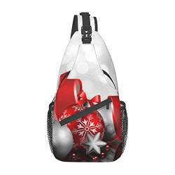 Weihnachts-Rucksack mit Sternbällen, Glocken-Druck, leicht, faltbar, Umhängetasche, wasserabweisend, Schulterrucksack für den täglichen Gebrauch, Schwarz , Einheitsgröße von SATUSA