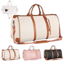 Zentotex Foldable Travel Bag, Zentotex Foldable Travel Bag with Wheels,Lucshy Travel Bag,High Capacity Folding Suit Luggage,Convertible Garment Weekender Bag for Travel (White) von SATUSA