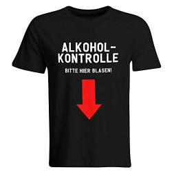 Alkoholkontrolle – Bitte Hier Blasen T-Shirt Mallorca Saufen Alkohol Saufi Party Feiern, Größe: 3XL, Farbe: Schwarz von SAUFCOUNTER MARK YOUR DRINKS