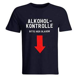 Alkoholkontrolle – Bitte Hier Blasen T-Shirt Mallorca Saufen Alkohol Saufi Party Feiern, Größe: XL, Farbe: Navy von SAUFCOUNTER MARK YOUR DRINKS