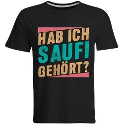 Hab ich Saufi gehört? T-Shirt Vintage Design (Herren, Farbe Schwarz), Größe: S von SAUFCOUNTER MARK YOUR DRINKS