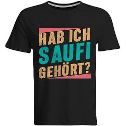 Hab ich Saufi gehört? T-Shirt Vintage Design (Herren, Farbe Schwarz), Größe: XL von SAUFCOUNTER MARK YOUR DRINKS