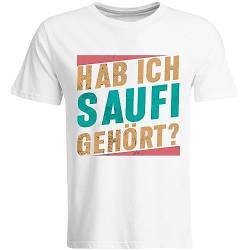 Hab ich Saufi gehört? T-Shirt Vintage Design Malle Saufen Party Saufshirt (Herren, Farbe: Weiß, Größe: 3XL von SAUFCOUNTER MARK YOUR DRINKS