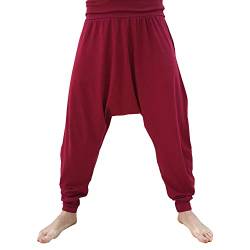 SAVARI | Haremshose mit Taschen | Ethnisch | Komfortabel und komfortabel | Ideale Hose für Yoga und Pilates | Recycelte Baumwolle | Männer und Frauen | Farbe: Wein | Größe XL | Große Größen verfügbar von SAVARI