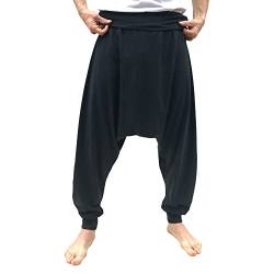 SAVARI | Haremshose ohne Taschen | Ethnisch | Komfortabel | Ideale Hose für Yoga, Pilates und Tanz | Unisex | Niedriger Wurf und Weite Taille | Glatt | Schwarz | Größe 3XL | Große Größen verfügbar von SAVARI