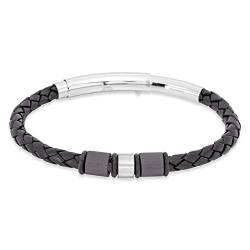 Save Brave Ethan Herren Armband aus geflochtenem braunem Leder mit Magnetverschluss aus Edelstahl - Länge 19.5 cm um 1.5 cm verlängerbar - inkl. Schmuckverpackung von SAVE BRAVE