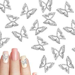 100 Stück 3D Schmetterling Nagel Charms, Legierung Hohl Schmetterlings Nagelkunst Charms 3D Schmetterling Nägel Dekorationszubehör für DIY Maniküre Design Frauen Mädchen (Weiß K) von SAVITA
