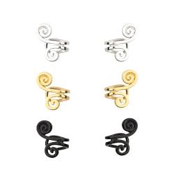 3 Paar Akupressur-Ohrringe, Kupressur Ohrringe Ohrmanschette Clip Nicht Durchstochene Ohr Ohrringe für Damen Herren (Schwarz, Silber, Gold) von SAVITA