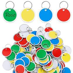 SAVITA 50 Stück Schlüsselanhänger mit Ring, 31mm anhängeschilder rund Key Tags Metal Schlüsselanhänger mit Ring für Gepäck Rucksäcke Autoschlüssel und Türschlüssel (Gemischte Farbe) von SAVITA