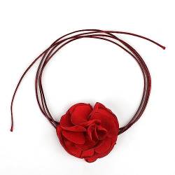 Vintage Choker Halsband Blumen, Boho Blumen Halskette Verstellbare Stoff Rosen Halskette für Frauen Mädchen Braut Hochzeit Party Geburtstag (Weiss) von SAVITA