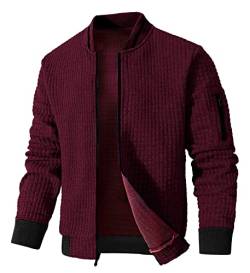 SAVKOOV Leichte Herren-Bomberjacke, lässig, Varsity-Mantel, Rot/Ausflug, einfarbig (Getaway Solids), X-Large von SAVKOOV