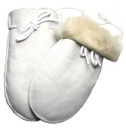 SAWA Baby Handschuhe aus Lammfell für Mädchen und Jungen weiss Gr.0 von SAWA