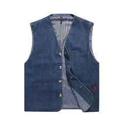 Herren Weste Denim Vest, Ärmellose Jeansweste Für Herren, Klassische Verwaschene Jeansweste, Lässige Cargo-Cowboy-Weste, Übergangsjacke, Weste, Geschenk Für Damen Und Herren, Blau, S von SAWEEZ