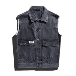 SAWEEZ Herren Weste Denim， Ärmellose Jeansweste, Jacken, Vintage-Waschung, Cowboy-Gilet, Lockere Lässige Jeans-Biker-Weste, Übergangsjacke, Weste, Geschenk Für Damen Und Herren, Schwarz, S von SAWEEZ