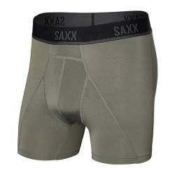 SAXX Herren Unterwäsche - KINETIC Leichte Kompression Mesh Boxershorts mit integrierter Tasche Unterstützung - Unterwäsche für Herren, Cargo Grey, Medium von SAXX Underwear Co.