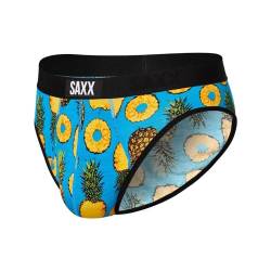 SAXX Herren Unterwäsche - Ultra Super Soft Slip mit integrierter Tasche Unterstützung - Unterwäsche für Herren, Ananas-Blau gepunktet, Medium von SAXX Underwear Co.