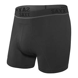 Saxx Men's Underwear Herrenunterwäsche - Kinetic HD Leichtes Kompressions Mesh Boxer mit integrierter Pouch TM Unterstützung und Bewegungsfreiheit - Semi-Kompression, Blackout, Klein von SAXX Underwear Co.