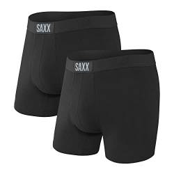 Saxx Men's Underwear Herrenunterwäsche - Vibe Super Weich Boxershorts mit integrierter Pouch TM Unterstützung – Unterwäsche für Herren – 2er Packung, Schwarz/Schwarz, Mittel von SAXX Underwear Co.