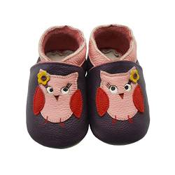 SAYOYO Eule WeichesLeder Lauflernschuhe Krabbelschuhe Babyschuhe 17/18 (0-6) S Monate,Violett von SAYOYO