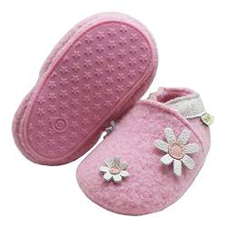 SAYOYO Gänseblümchen Kleinkinder Ersten Schritt Walker Wolle Baby Schuhe für Mädchen (0-6 Monate S, Rosa) von SAYOYO