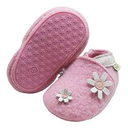 SAYOYO Gänseblümchen Kleinkinder Ersten Schritt Walker Wolle Baby Schuhe für Mädchen (12-18 Monate L, Rosa) von SAYOYO