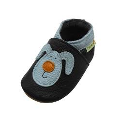 SAYOYO Kaninchen WeichesLeder Lauflernschuhe Krabbelschuhe Babyschuhe (6-12) M Monate, Schwarz von SAYOYO