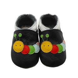 SAYOYO Raupe WeichesLeder Lauflernschuhe Krabbelschuhe Babyschuhe, 25/26 (24-36) XXL Monate, Schwarz von SAYOYO