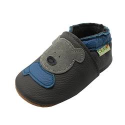 SAYOYO Weicher Leder Lauflernschuhe Krabbelschuhe Babyhausschuhe Kleinkind Lederschuhe Jungen und Mädchen, 23/24 (18-24) XL Monate, Grau von SAYOYO