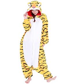 Tiger (Gelb) Onesie Kigurumi Einteiler Onesie Kostüm Jumpsuit | SAZAC Kigurumi | für Kinder und Erwachsene | One Size Fits All (155 – 180 cm) von SAZAC